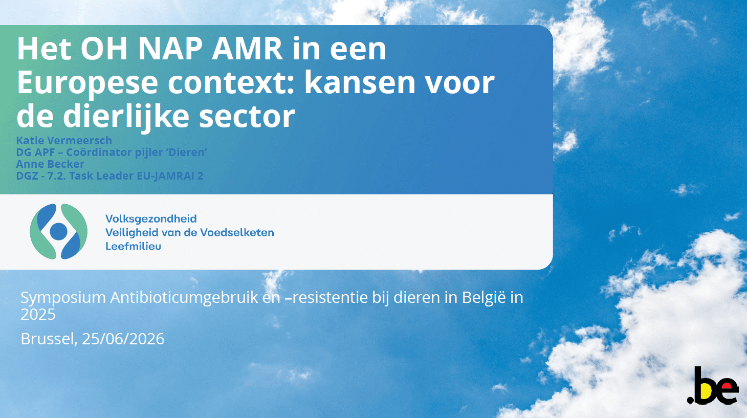 Het One-Health Nationaal Actieplan tegen antimicrobiële resistentie in een Europese context: kansen voor de dierlijke sector