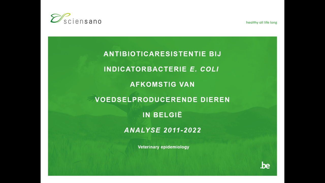 Trendanalyse en sleutelresultaten van de monitoring van resistentie tegen antibiotica bij indicatorbacteriën <i>E. coli</i> en Enterococcen bij voedselproducerende dieren in België 